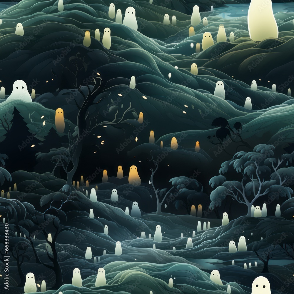 Fototapeta premium cute ghost seamless pattern 