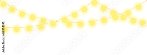 PNG christmas festive colorful holiday light string isolated on transparent white background. yellow glitter vintage lights background
