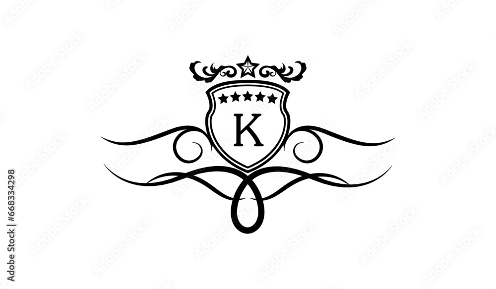Monogram shield with crown Logo K Stock Vector | Adobe Stock