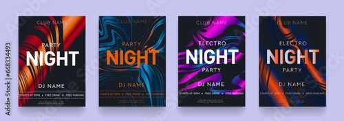 Trendy 3d Set Hot Night Dance Party. Abstract Background Strips Graphic Elements for Dance Party, Disco, Club Invitation, Festival Poster, Flyer. Modern Music Festival Vector Illustration.