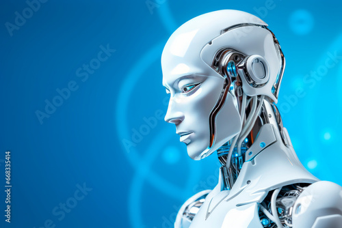 A humanoid robot on a neutral background. Minimalism. Future. 