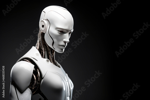 A humanoid robot on a neutral background. Minimalism. Future. 