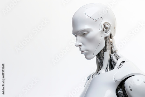 A humanoid robot on a neutral background. Minimalism. Future. 
