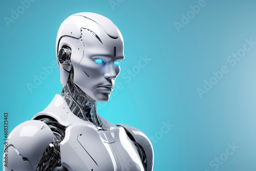 A humanoid robot on a neutral background. Minimalism. Future. 