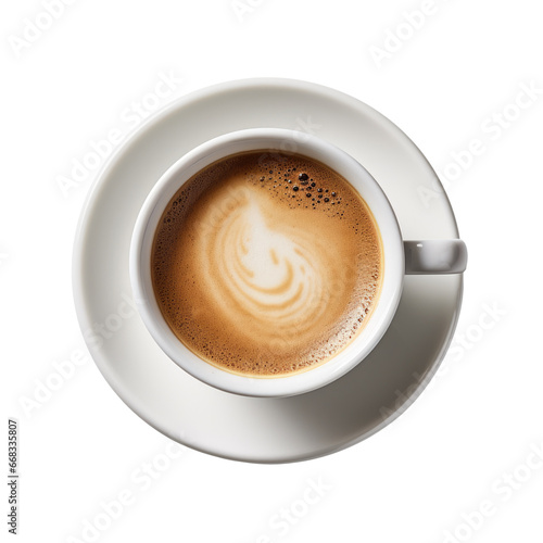 Cappuccino Bliss in a White Cup on a transparent background