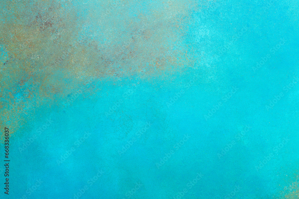 Emerald green and rusty texture background, abstract backdrop for design, top view, copy space