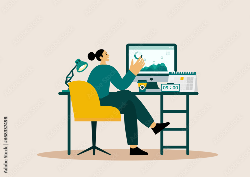 Work place web. Online meeting, office chair, table, remote work, homework,, collection. Vector illustration. Work place web. Online meeting, office chair, table, remote work, homework,, collection. Vector illustration.