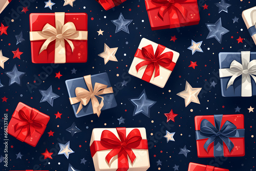 Colorful christmas gifts pattern background