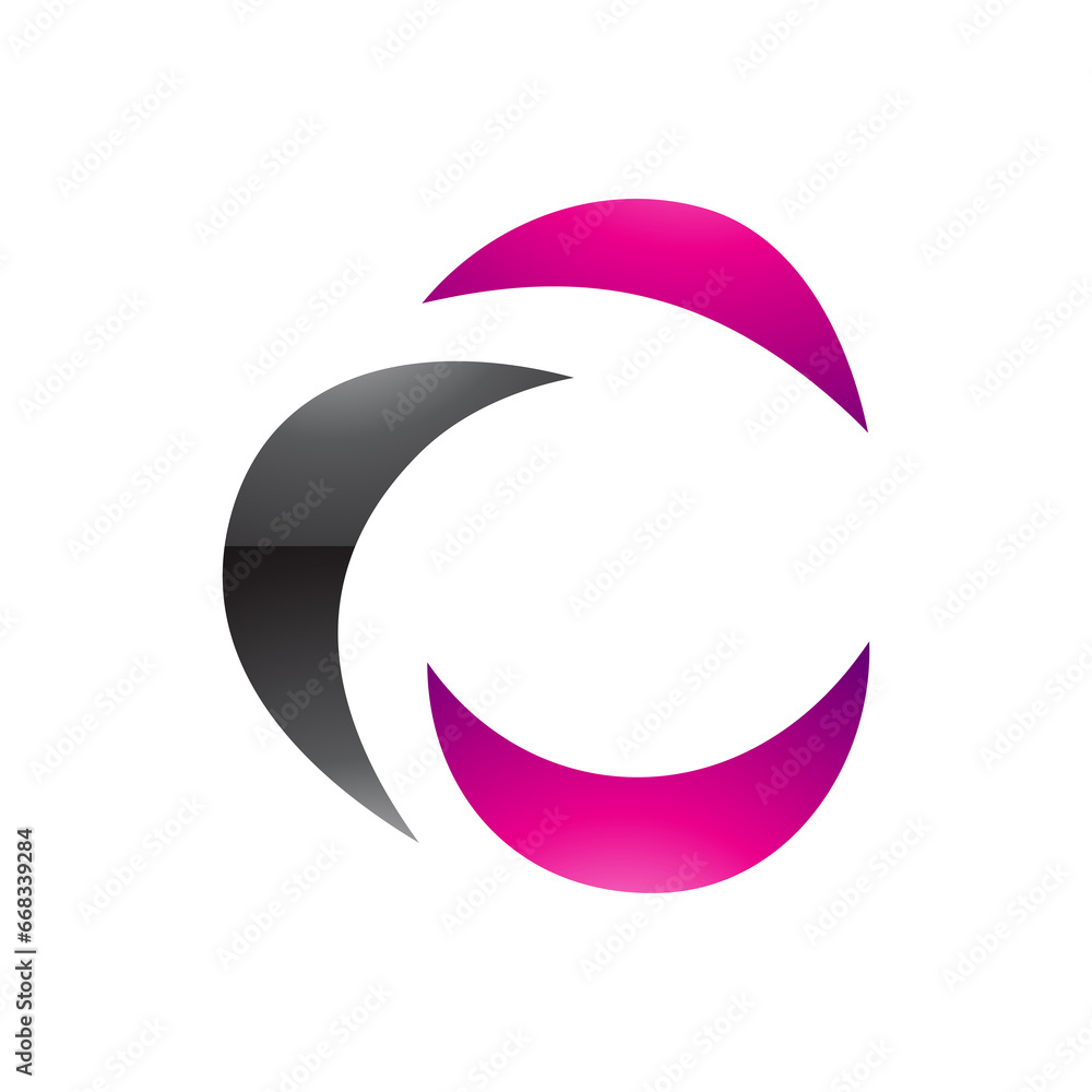 Black and Magenta Glossy Crescent Shaped Letter C Icon Black and Magenta Glossy Crescent Shaped Letter C Icon