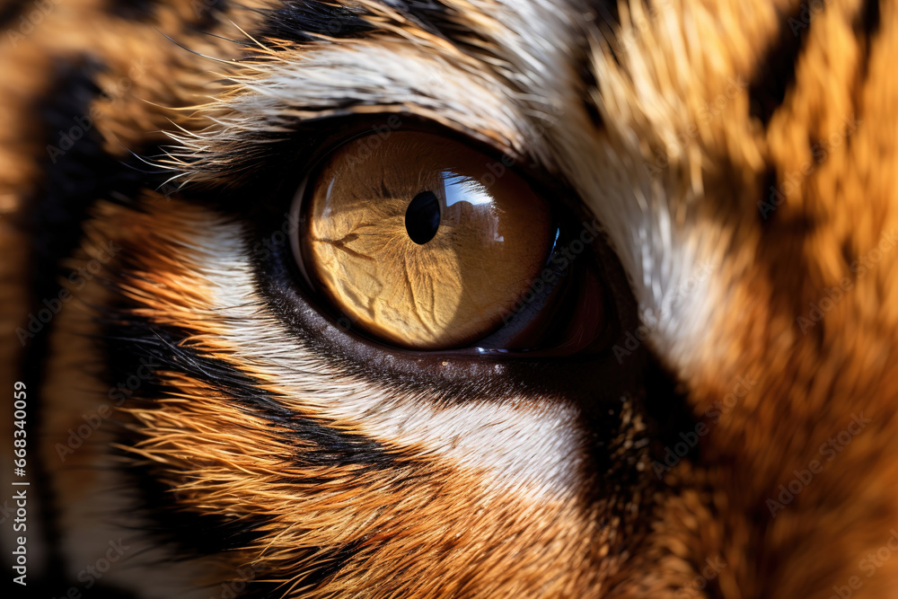 close-up of a eye of a tiger, generative ai 