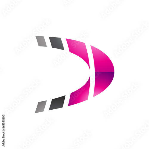 Black and Magenta Striped Glossy Letter D Icon