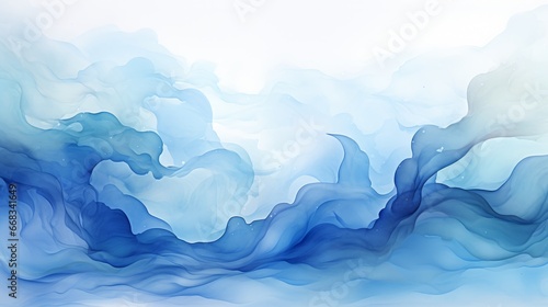 Tranquil Winter Snow Wave  Blue Abstract Ink Background  Teal Watercolor Flow. Serene Mobile Web Backdrop  Snowy Holiday  Ocean Waves Spirit