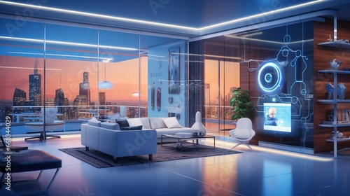 Interior of smart home with artificial intelligence concept