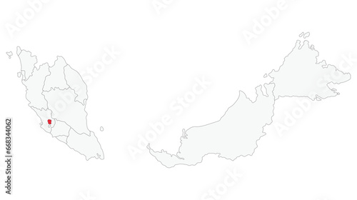 Canvas Print Map of Malaysia with Kuala Lumpur a capital city