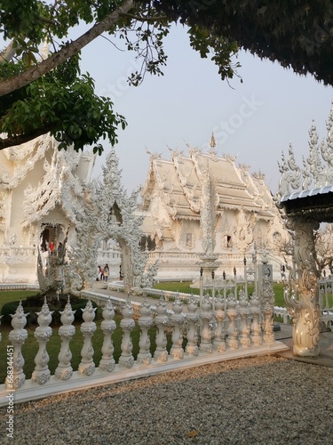 A modern unique Buddhist White temple in Chiang Rai, Thailand.