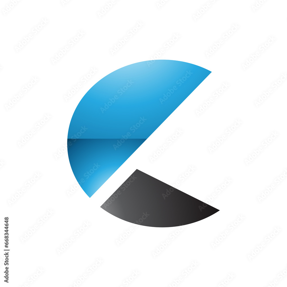 Blue and Black Glossy Letter C Icon with Half Circles Blue and Black Glossy Letter C Icon with Half Circles