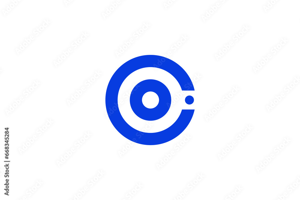CO letter logo with circle shape in flat blue color CO letter logo with circle shape in flat blue color
