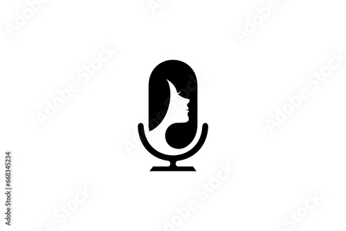 Women's podcast logo in flat design style