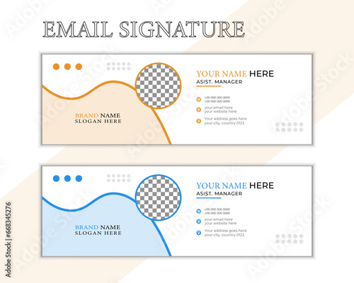 Creative business email signature template or email footer and personal social media cover 
templates with two colors.