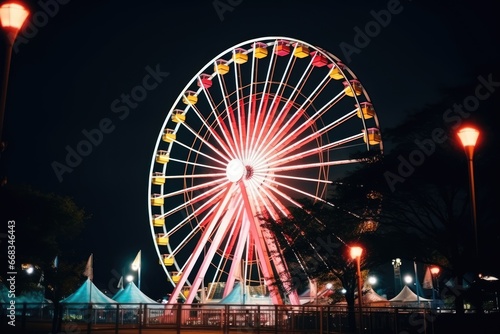 Illuminated Amusement Park Ferris Wheel