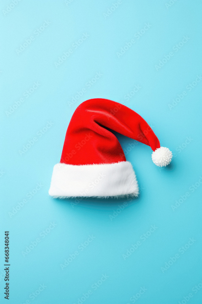 Santa claus hat on blue background. merry christmas concept. Santa claus hat on blue background. merry christmas concept.