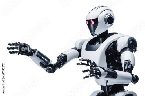  a quality stock photograph of a single ai robot isolated on a white background © ramses