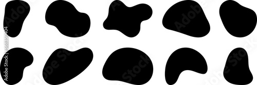 Set of blobs irregular shape. Abstract random shapes. PNG