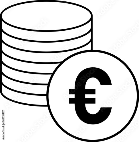 Euro European Currency Coin Money Round Circle Symbol Icon. Vector Image.