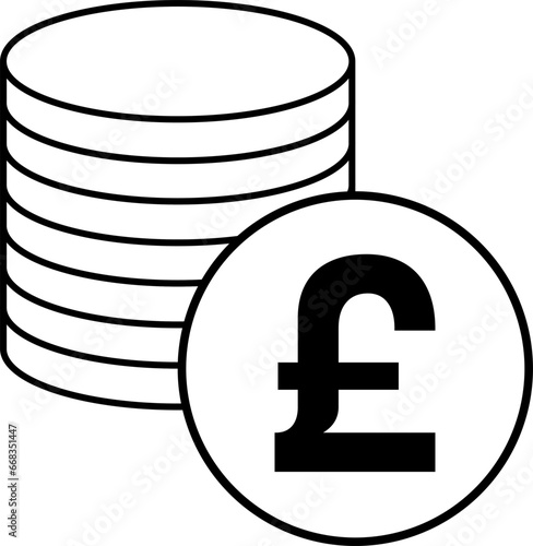 UK British Pound Sterling Currency Coin Money Round Circle Symbol Icon. Vector Image.