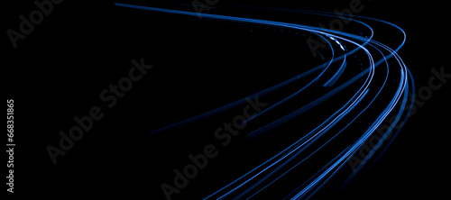 Night road lights. Lights of moving cars at night. long exposure
