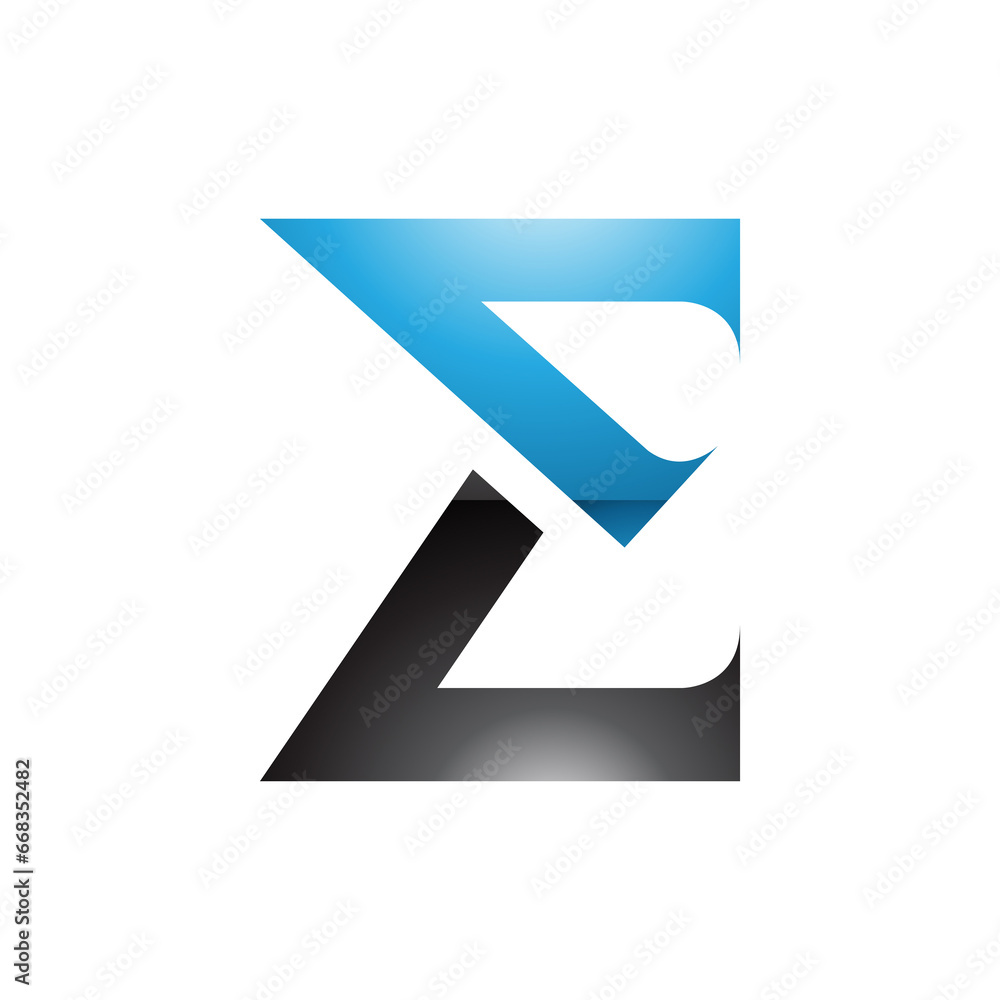 Blue and Black Sharp Glossy Elegant Letter E Icon Blue and Black Sharp Glossy Elegant Letter E Icon