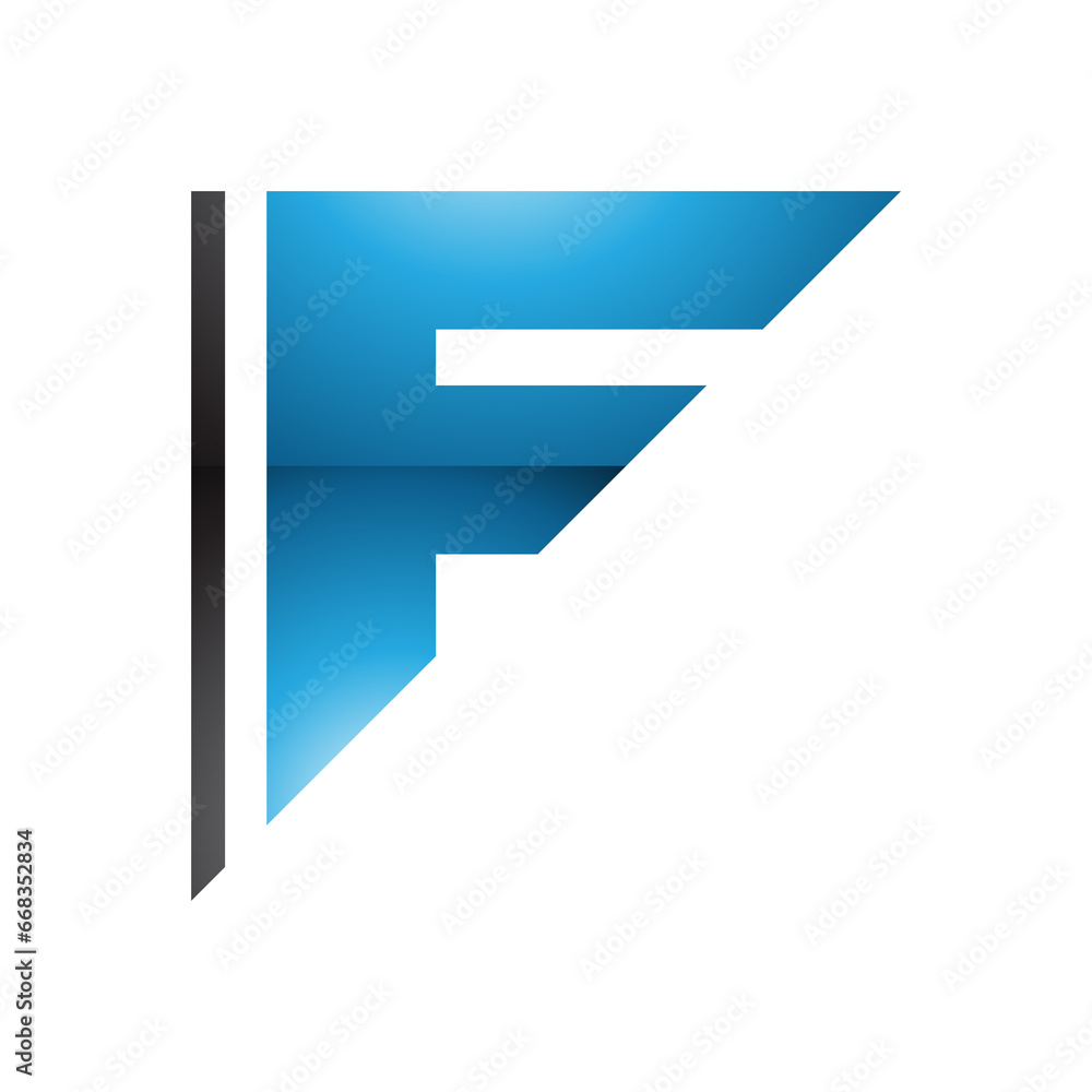 Blue and Black Triangular Glossy Letter F Icon Blue and Black Triangular Glossy Letter F Icon
