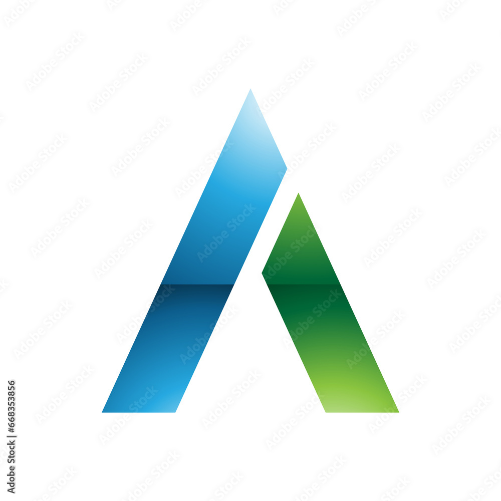 Blue and Green Glossy Trapezium Shaped Letter A Icon Blue and Green Glossy Trapezium Shaped Letter A Icon