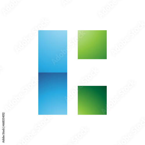 Blue and Green Rectangular Glossy Letter C Icon