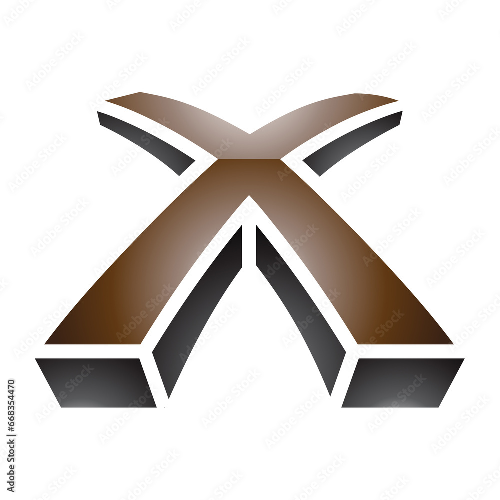 Brown and Black Glossy 3d Shaped Letter X Icon Brown and Black Glossy 3d Shaped Letter X Icon