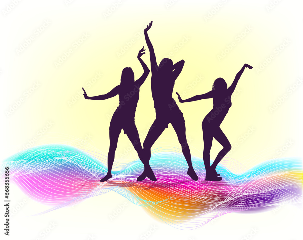 Silhouette of a dancing girls abstract. hand drawing. Not AI, Illustrat3. Vector illustration