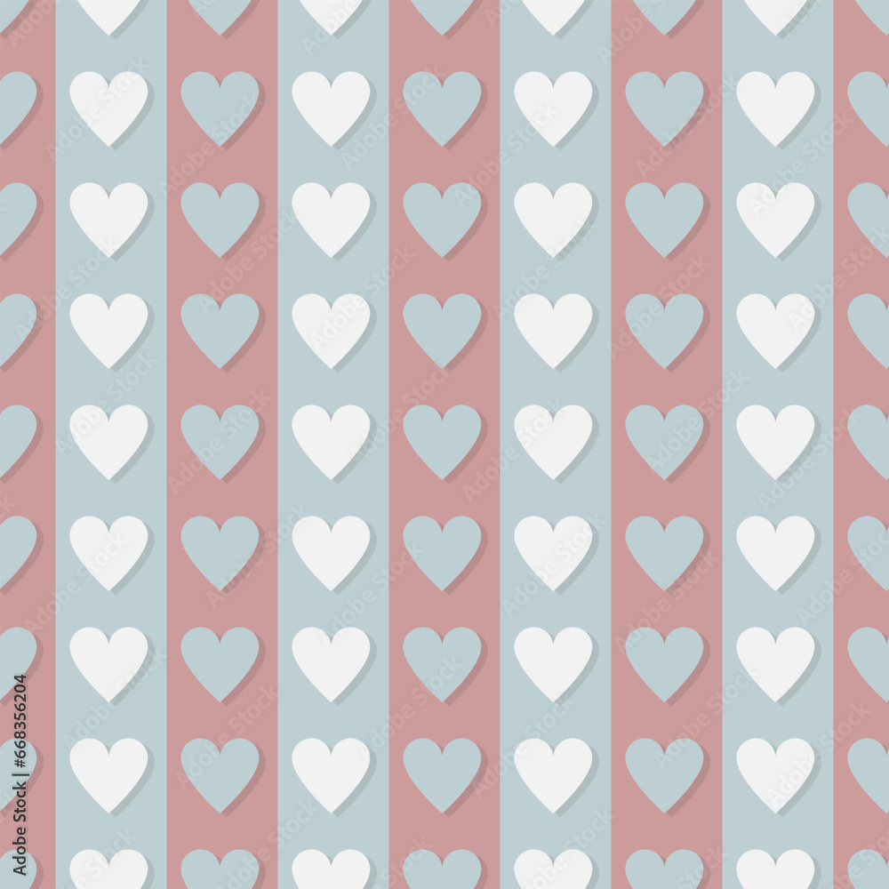 Pastel retro heart vector seamless pattern