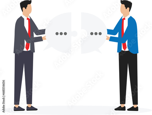 Success communicate, discussion or interview, achieve business agreement, solution or partnership deal, perfect match connection concept

