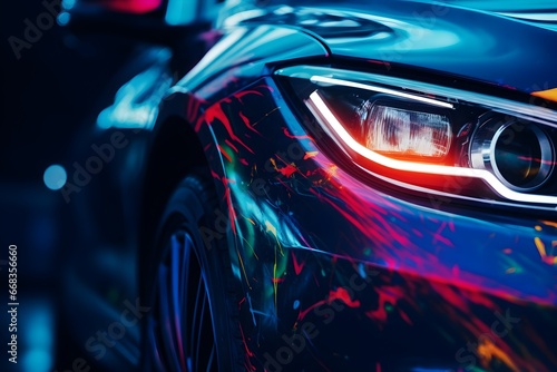 Close up car part detailed colorful background