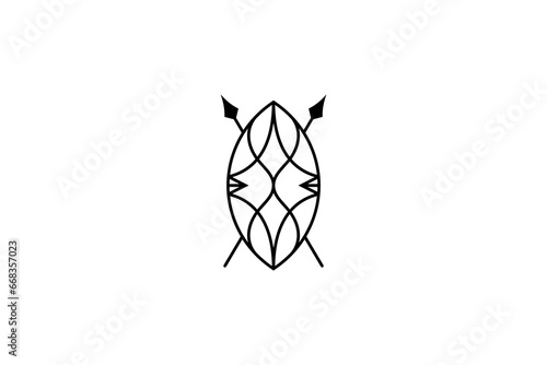 Native shield line logo design template