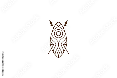 Inland tribe native shield line logo design template
