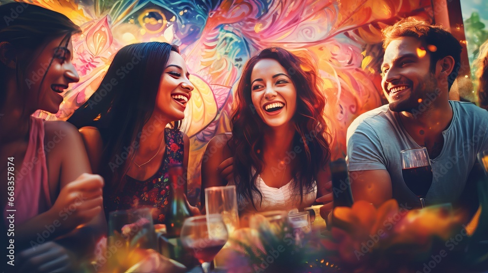 Obraz premium Multicultural Friendship Gathering Leisure Joy Idea