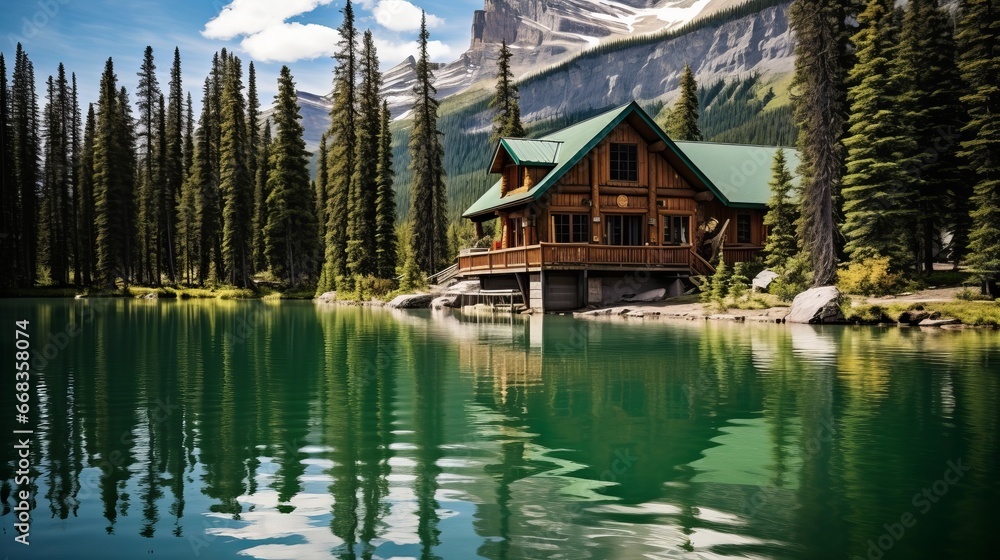 Secluded Emerald Lake is home to only Emerald Lake Lodge, which is encircled by stunning Rocky Mountains.