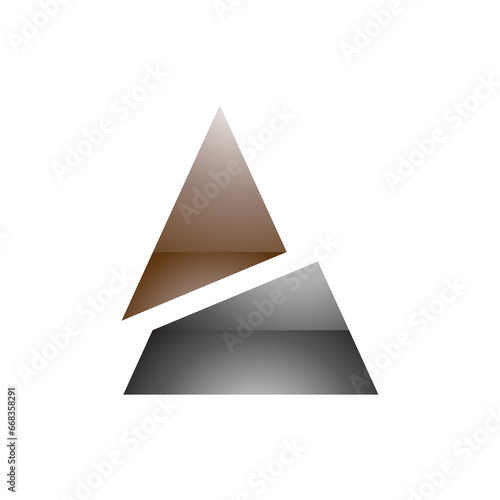 Brown and Black Glossy Split Triangle Shaped Letter A Icon