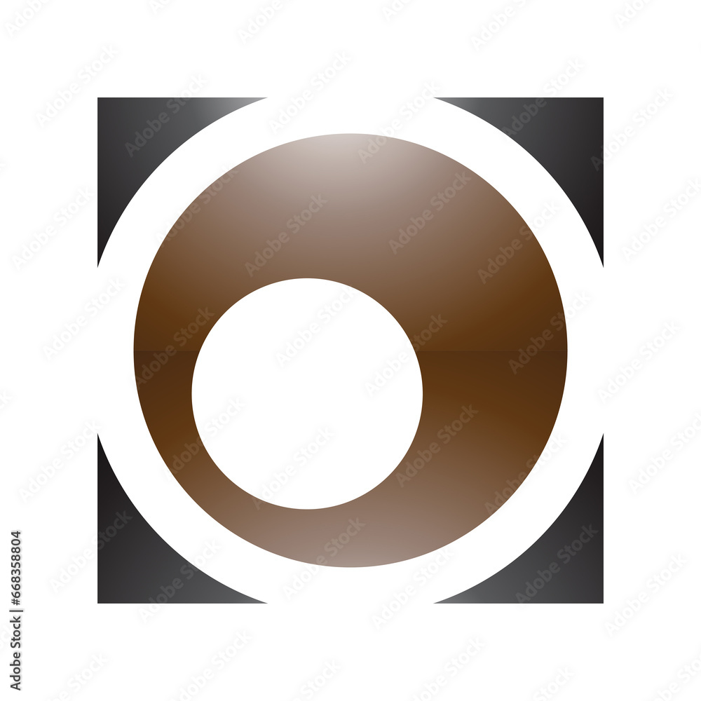 Brown and Black Glossy Square Letter O Icon Brown and Black Glossy Square Letter O Icon