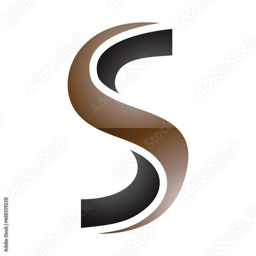 Brown and Black Glossy Twisted Shaped Letter S Icon