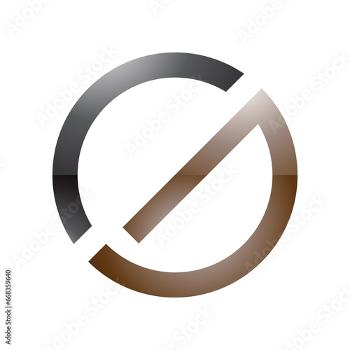 Brown and Black Thin Round Glossy Letter G Icon