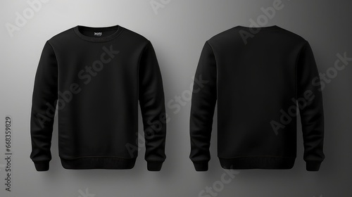 Two sweatshirts black colors on a one color background. Mock up. Blank for creating promotional products with prints and logo photo