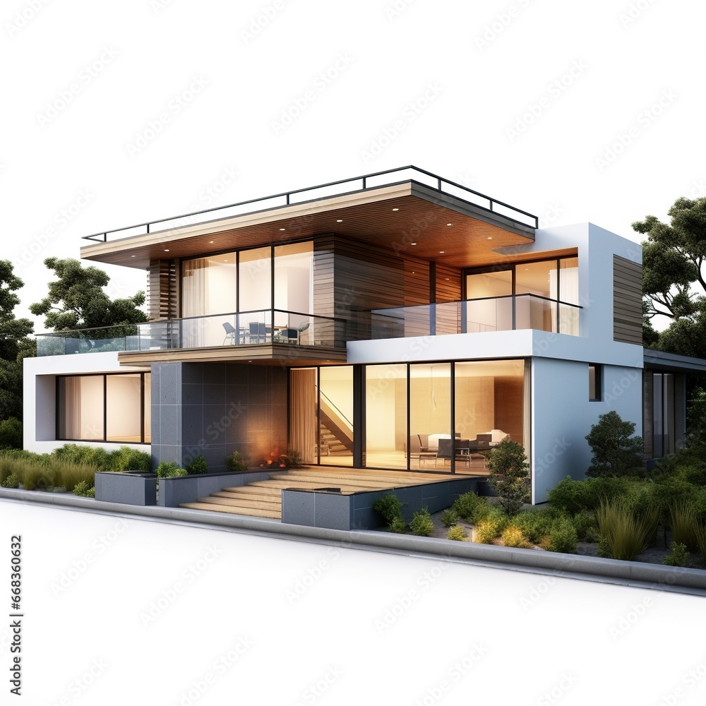 3d Modern Home Isolated On White Background 3d Modern Home Isolated On White Background