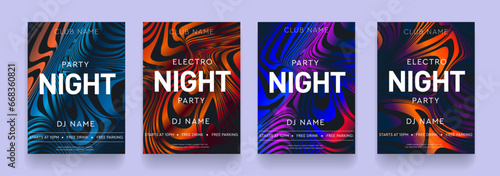 Trendy 3d Set Hot Night Dance Party. Abstract Background Strips Graphic Elements for Dance Party, Disco, Club Invitation, Festival Poster, Flyer. Modern Music Festival Vector Illustration.